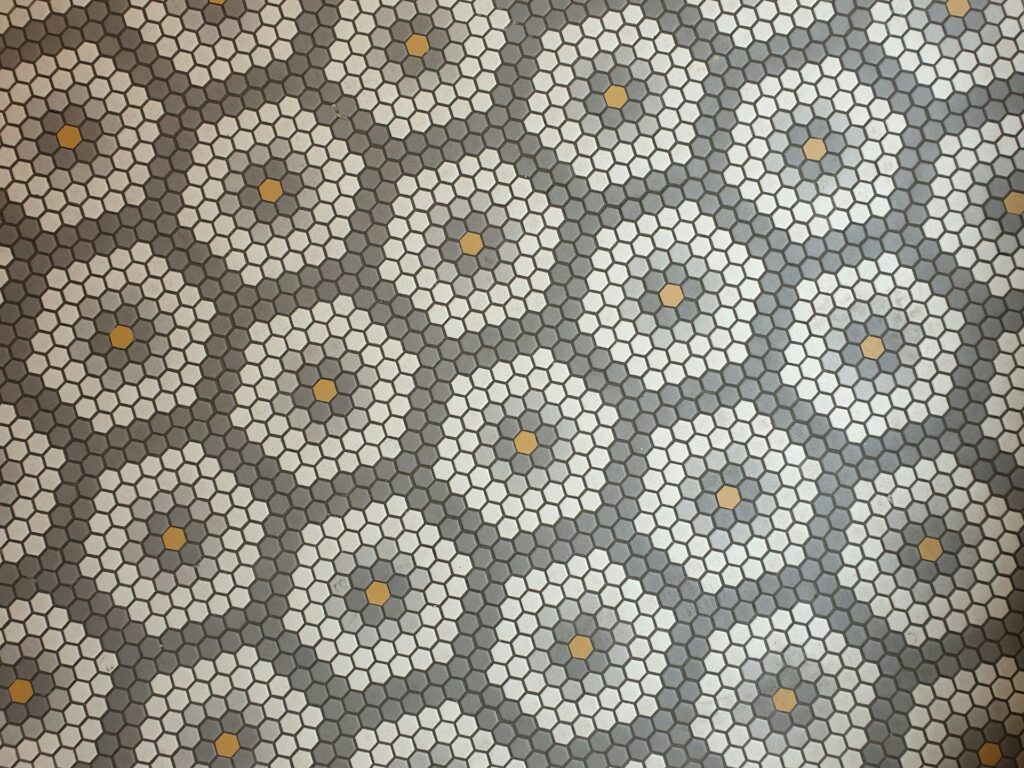 flooring designed with tiles from a mosaic factory in Vietnam